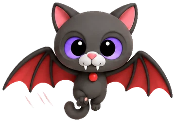 Echo, a little vampire bat kitten with red wings