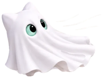 Shushu, a sheet-ghost kitten with two pointy cat ears gliding through the air