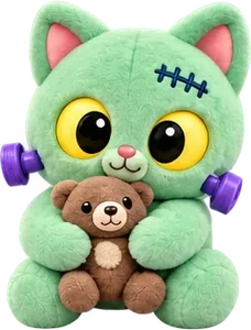 Frankie plush toy hugging a teddy bear